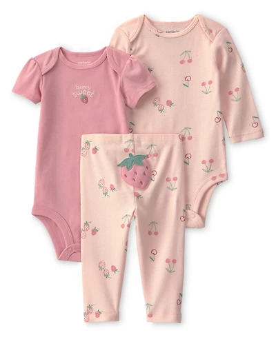 Carter's Baby Girl's Strawberry Bodysuit & Pant 3-Piece Set