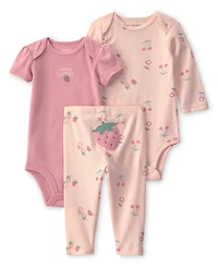 Carter's Baby Girl's Strawberry Bodysuit & Pant 3-Piece Set