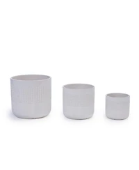 Clihome Handmade Ceramic Planter Set of 3 ,Indoor & Outdoor Flower Pots for Succulents,Breathable Textured Clay