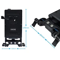 AndyCine Multi-Output V-Mount Battery Plate with Rod Mount and Cheese Plate for Monitors and Dslr Cameras