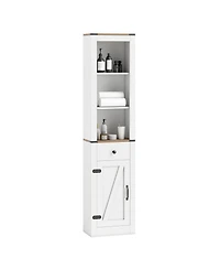 Gymax 68'' Tall Bathroom Cabinet w/ Barn Door Drawer and Adjustable Shelf for Laundry
