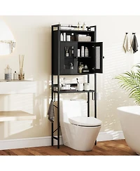 Gymax Over The Toilet Cabinet Bathroom Toilet Storage Organizer w/ Double Door Cabinet