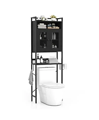 Gymax Over The Toilet Cabinet Bathroom Toilet Storage Organizer w/ Double Door Cabinet