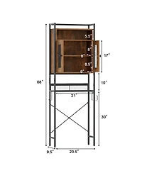 Gymax Over the Toilet Cabinet Space-saving Bathroom Storage Organizer w/ 2 Mesh Doors