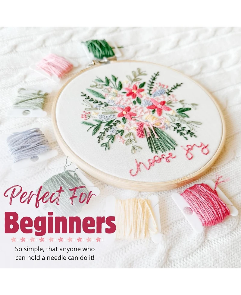 Gnuadz Elly Grace Embroidery Kit Hoop Beginners Adults Thread Joy