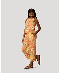 Cable & Gauge Women's and Floral Linen Blend Sleeveless Top