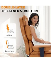 gaomon Big and Tall Office Chair with Footrest, 400lbs Executive Leather, Ergonomic High Back Desk Lumbar Support Reclining