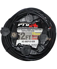 ProX Xc-MEP12-529 52' 110V Male to 9 Socket 110V Female Power Cord 9 Outlet 12/3 Extension Cord