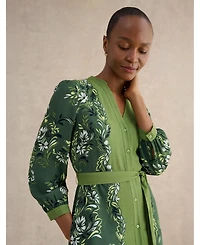 Hobbs London Women's Apolline Printed V-Neck Midi Shirt Dress