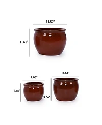 Clihome Handmade Ceramic Plant Pots, Indoor & Outdoor Flower Pots for Tables,Breathable Clay with Drainage Hole