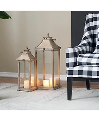 Clihome Wooden Candle Lantern Decorative Lantern Holder Decor for Outdoor, Home Garden Wedding