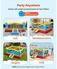 Mecale Inflatable Bounce House 14.7 x 13.8 Ft with Basketball Hoop, Ages 3