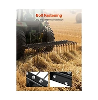 Sugift 60 in Tow Behind Landscape Rake 3 Point Hitch Yard Dethatcher Rake