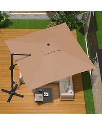 gaomon 10x10FT Heavy Duty Aluminum Cantilever Patio Umbrella, 360degree(s) Rotating Offset, Tan No Base