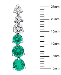 Macy's Lab Grown Emerald (2-1/2 ct. t.w.) and Lab Grown White Sapphire (1-1/4 ct. t.w.) Drop Earrings in Sterling Silver