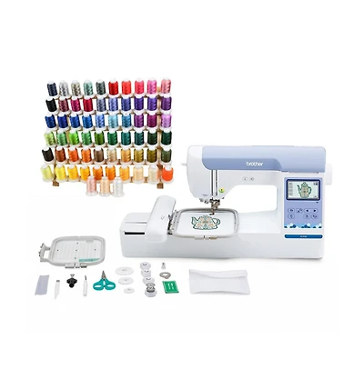 Brother Elite PE900 Embroidery Machine Bundle with 63-Color Thread Set