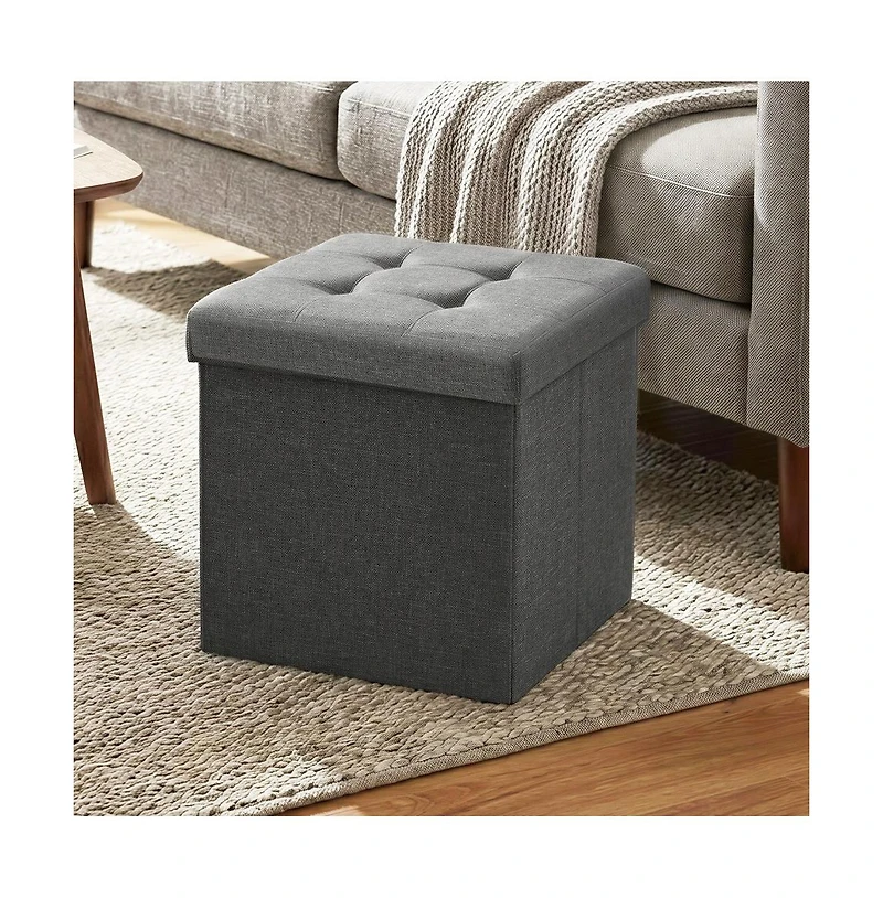 Slickblue Foldable Storage Footrest Stool Bench with Hidden Organizer Space
