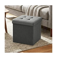 Slickblue Foldable Storage Footrest Stool Bench with Hidden Organizer Space