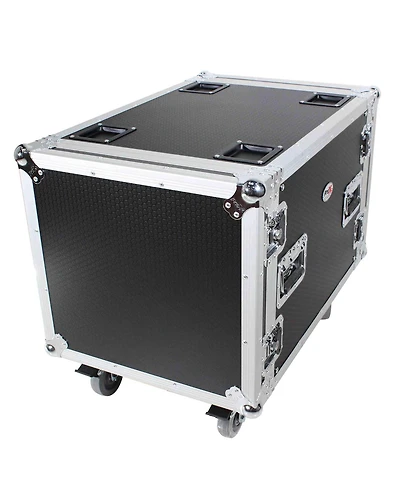 ProX T-10RSS24 10U Ata Deluxe Flight Road Case with 4" Casters for Amplifier Rack Mount Module, 24" Rail Depth