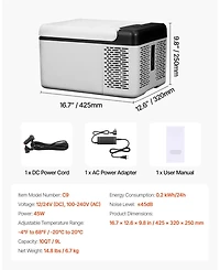 Mecale 10 Quart Portable Mini Car Freezer with App Control 12V Compact