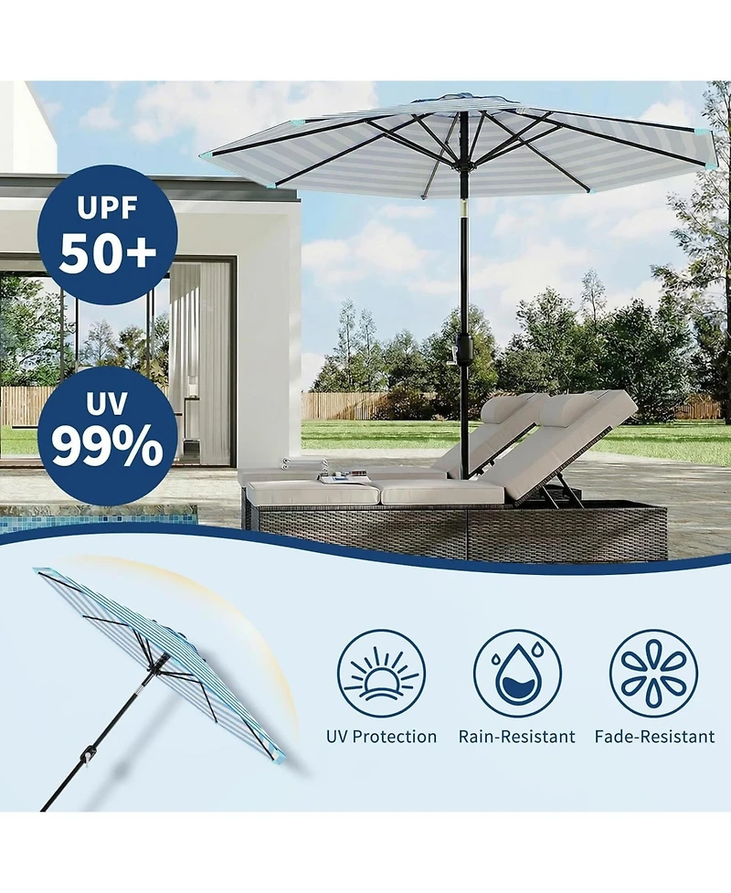 gaomon Outdoor 9FT Stripe Outdoor Patio Umbrella, Uv Protection Waterproof for Pool Deck Yard