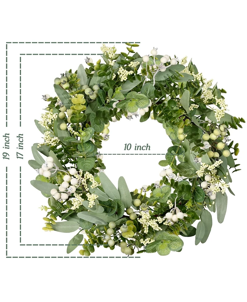Gnuadz 18" Eucalyptus Boxwood Berry Wreath Front Door Decor