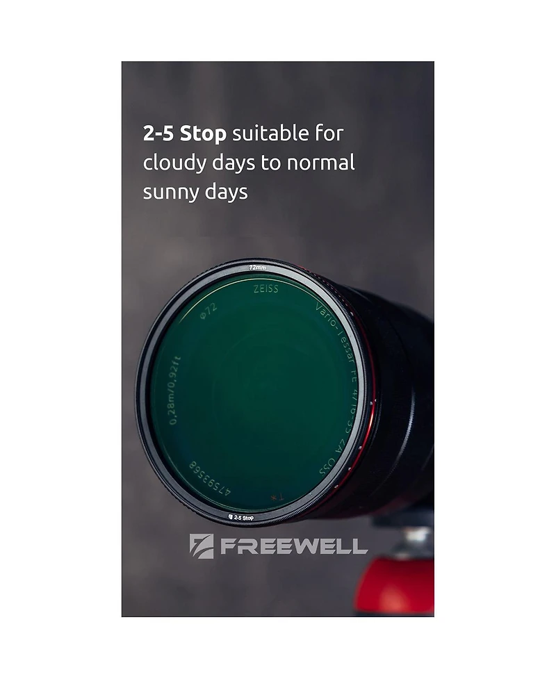 Freewell 72mm Threaded Hard Stop Variable Nd Standard Day Filter, 2 to 5 Stop