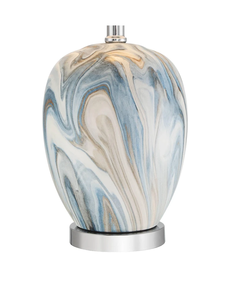 360 Lighting Travis Small Modern Coastal Accent 3-Way Table Lamp Marble Finish Ceramic Single Living Room Bedroom