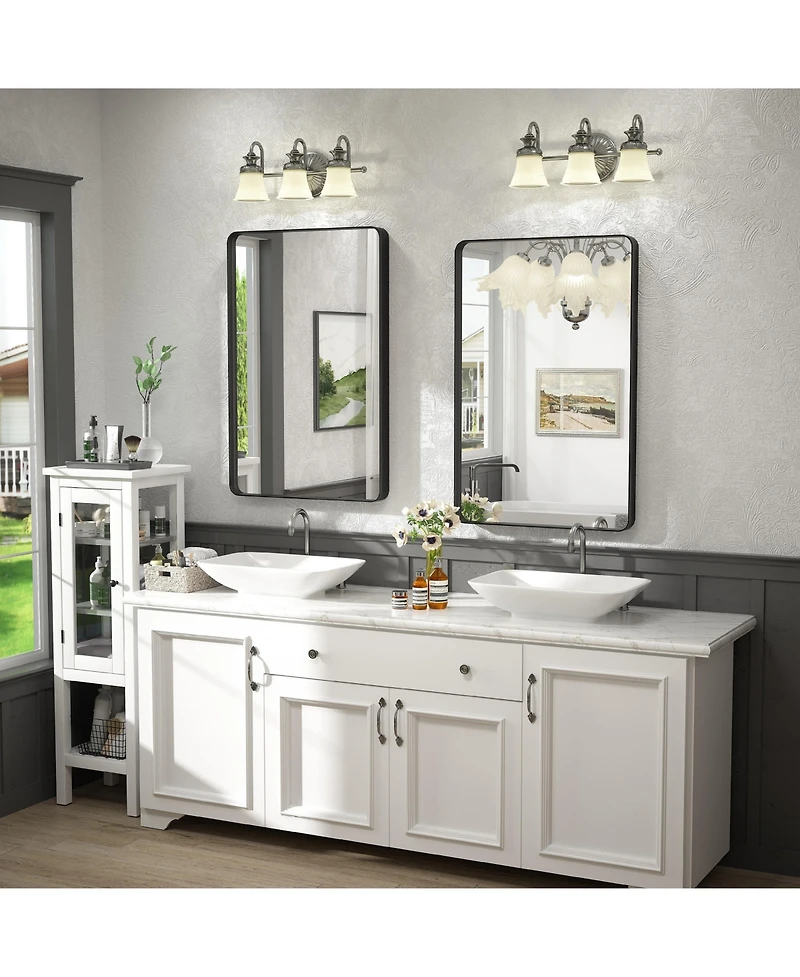 Apmir High-Strength Tempered Glass and Aluminum Alloy Framed Wall Decor Bathroom Vanity Mirror