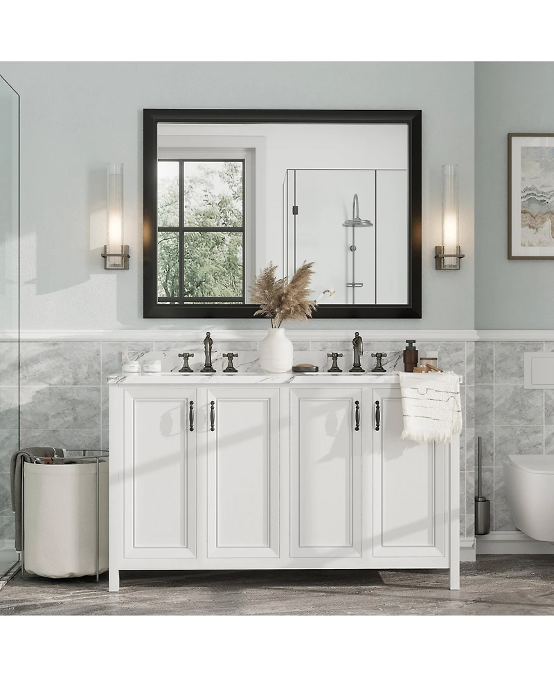Apmir Metal Framed Wall Mirrors for Bedroom, Rectangle Wall-Mounted Mirrors