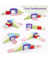 Mecale 6-Piece Foam Climbing Blocks Set with Tunnel for Toddlers