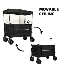 Mondawe 480lbs Collapsible Storage Wagon Utility Carts with Mosquito Net & Removable Canopy