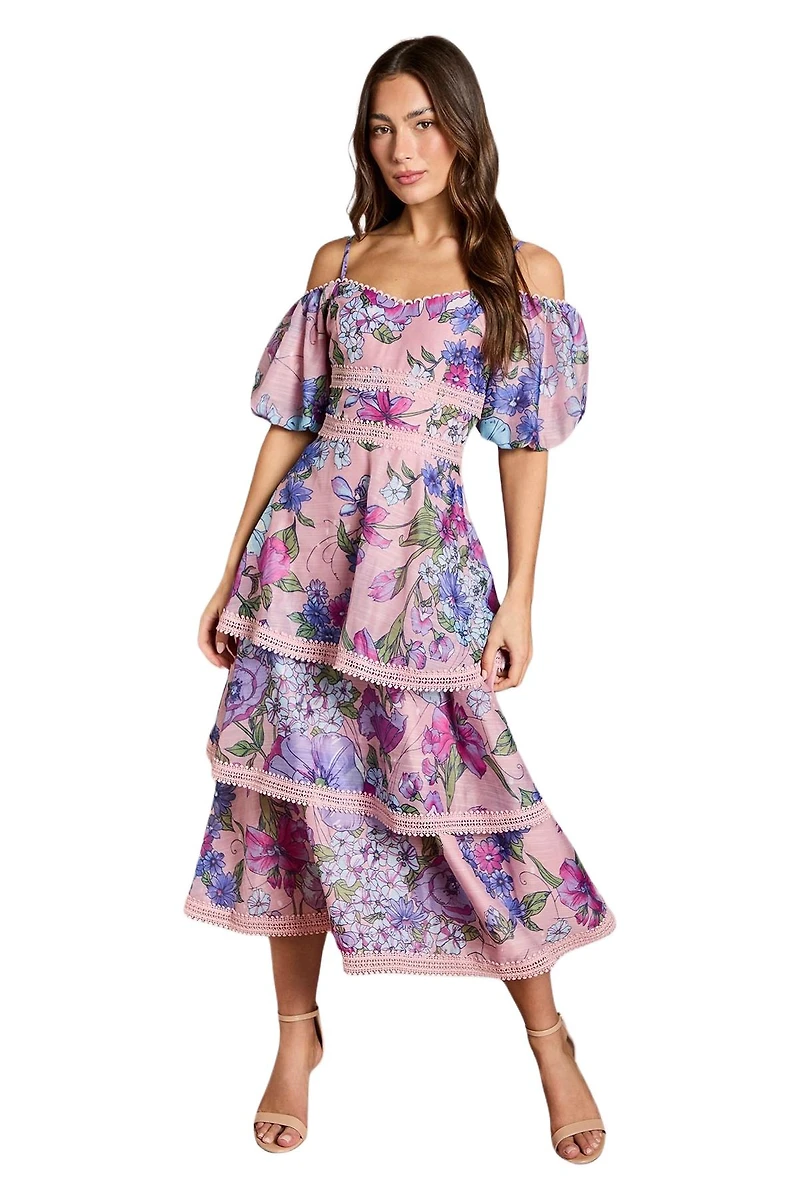 Coast Women's Printed Lace Midi Dress