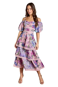 Coast Women's Printed Lace Midi Dress