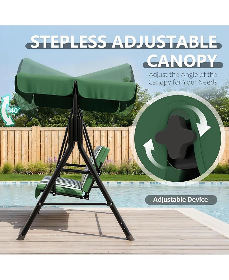 GarveeLife Outdoor Porch Swing with Adjustable Canopy