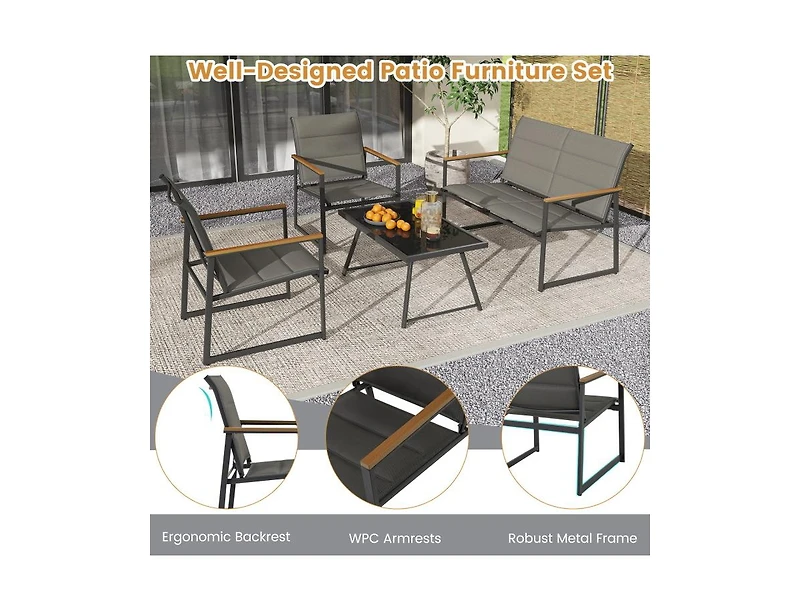 Boyel Living 4-Piece Outdoor Conversation Patio Furniture Set