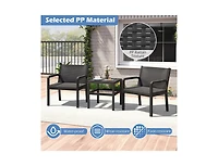 Boyel Living 3 Piece Patio Furniture Set with 2 Modern Rattan Armchair and 25 Inch Square Side Table