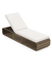 7-Position Adjustable Pe Rattan Outdoor Chaise Lounge Chair