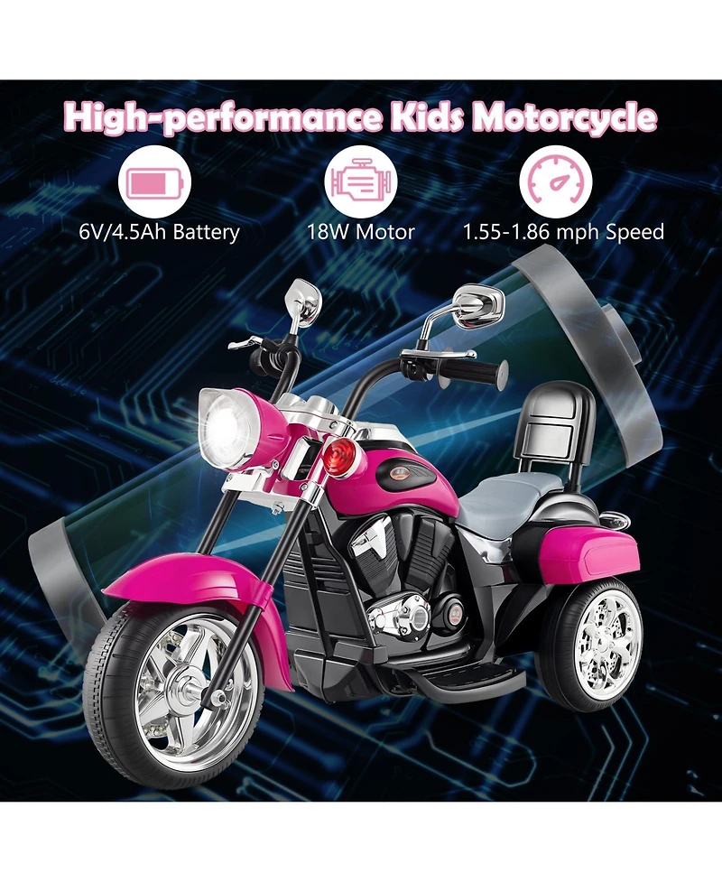 Mecale 6V Powered Toddler 3-Wheel Motorbike Ride On Toy with Horn and Headlight