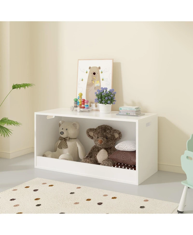 Rainsken Wooden Toy Box Storage Organizer for Kids, Modern Toy Storage Bin, Toy Chest Plush Toys Books, for Boys Girls Nursery Bedroom Playroo