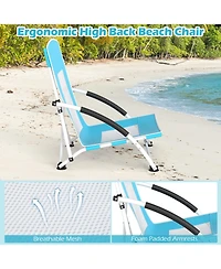 Sugift 2 Pack Beach Chair for Adults with Adjustable Parasol