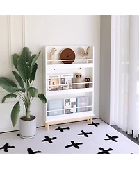 Rainsken Wall-Mounted Kids Bookshelf, 3-Tier Display Shelf, Natural Wood Base, for Bedroom Living Room Office School