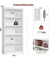 gaomon 75" Tall Farmhouse Bookshelf, 5 Tier Open Bookcase with Adjustable Shelves and Anti-Tip Design for Living Room