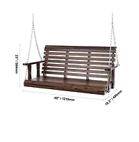 Sugift Wooden Porch Swing Bench with Hanging Chains 880 lb Capacity