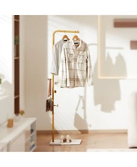 Sugift Coat Rack Freestanding with Quartz Stone Base and 3 Round Hooks for Entryway