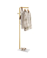Sugift Coat Rack Freestanding with Quartz Stone Base and 3 Round Hooks for Entryway