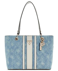 Guess Noelle Ii Washed Denim Large Tote Handbag