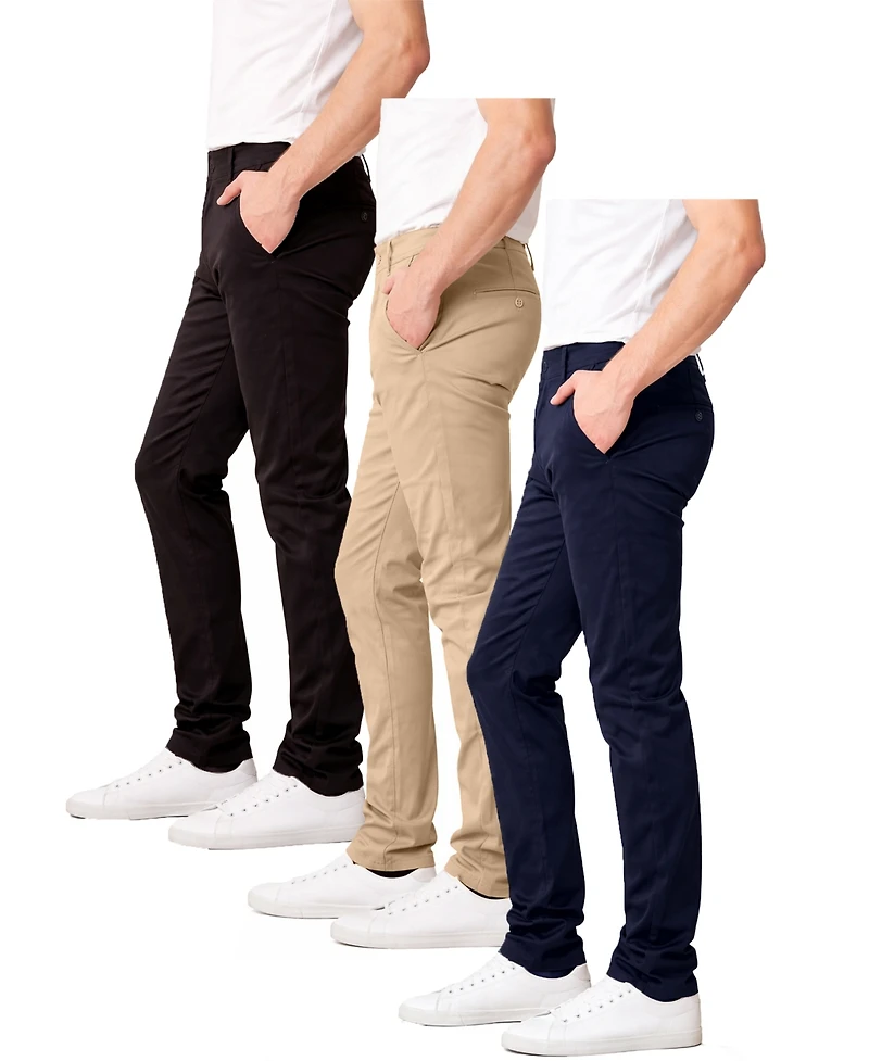 Galaxy By Harvic Men's Super Stretch Slim-Fit Chino Pants Set, 3-Pack
