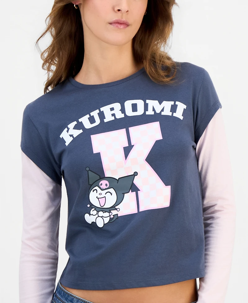 Grayson Threads, The Label Juniors' Kuromi Long-Sleeve Layered-Look Top