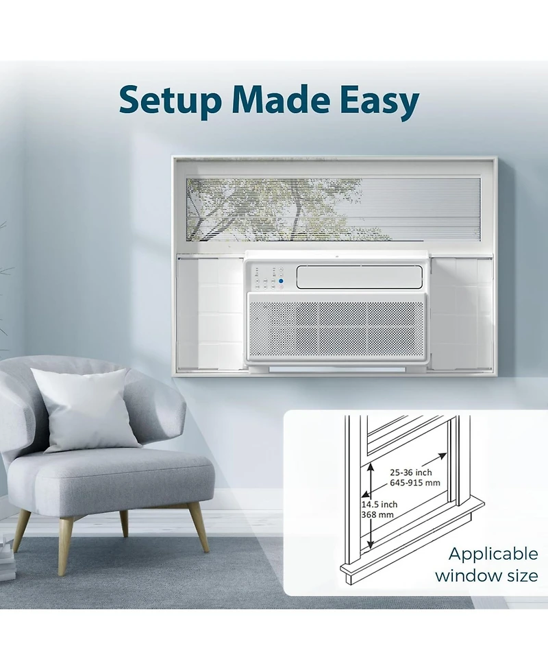 Cowsar 12000 Btu Window Ac Cools 450 Sq.Ft. with Timer and Remote